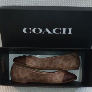 Coach Brown Suede Flats with Cap-Toe Design